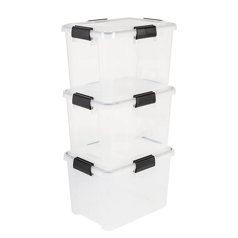 Set of 4 Plastic Storage Boxes with Lids in White