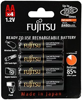 Fujitsu ⁠AA4 Rechargeable Batteries 1.2V - Black