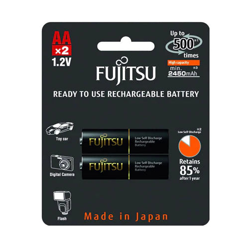 Fujitsu AA2 Rechargeable Batteries - Black