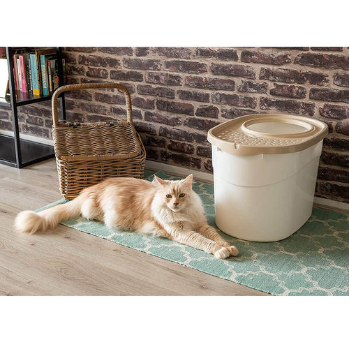Load image into Gallery viewer, Iris Ohyama, Cat litter tray with perforated lid and scoop, Top Entry Cat Litter Box TECL-20 - White
