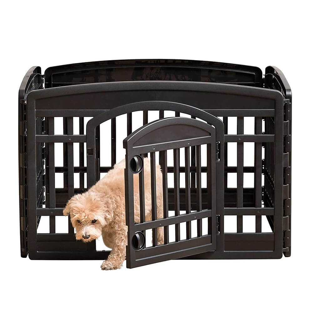 Iris Ohyama, pet playpen with door, latch, clips for easy assembly & disassembly. CI-604E - Black