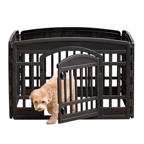 Load image into Gallery viewer, Iris Ohyama, pet playpen with door, latch, clips for easy assembly &amp; disassembly. CI-604E - Black
